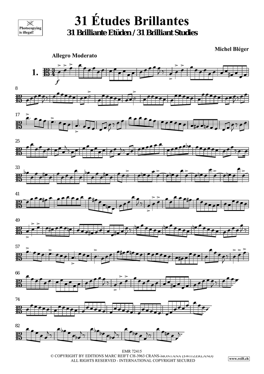 31 Etudes Brillantes 31 Etudes Brillantes Viola Solo scores gallery preview page 3