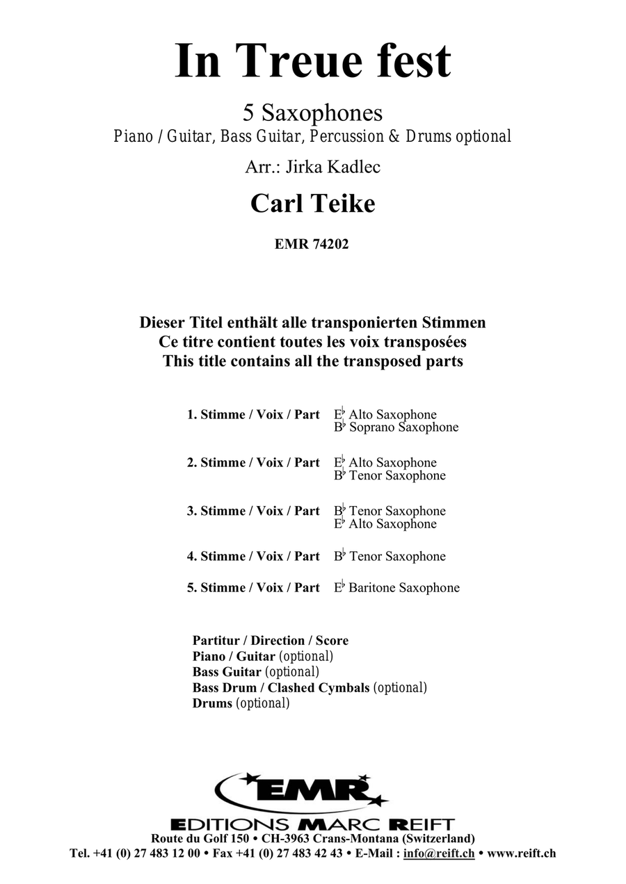 In Treue fest In Treue fest Saxophone Quintet scores gallery preview page 2