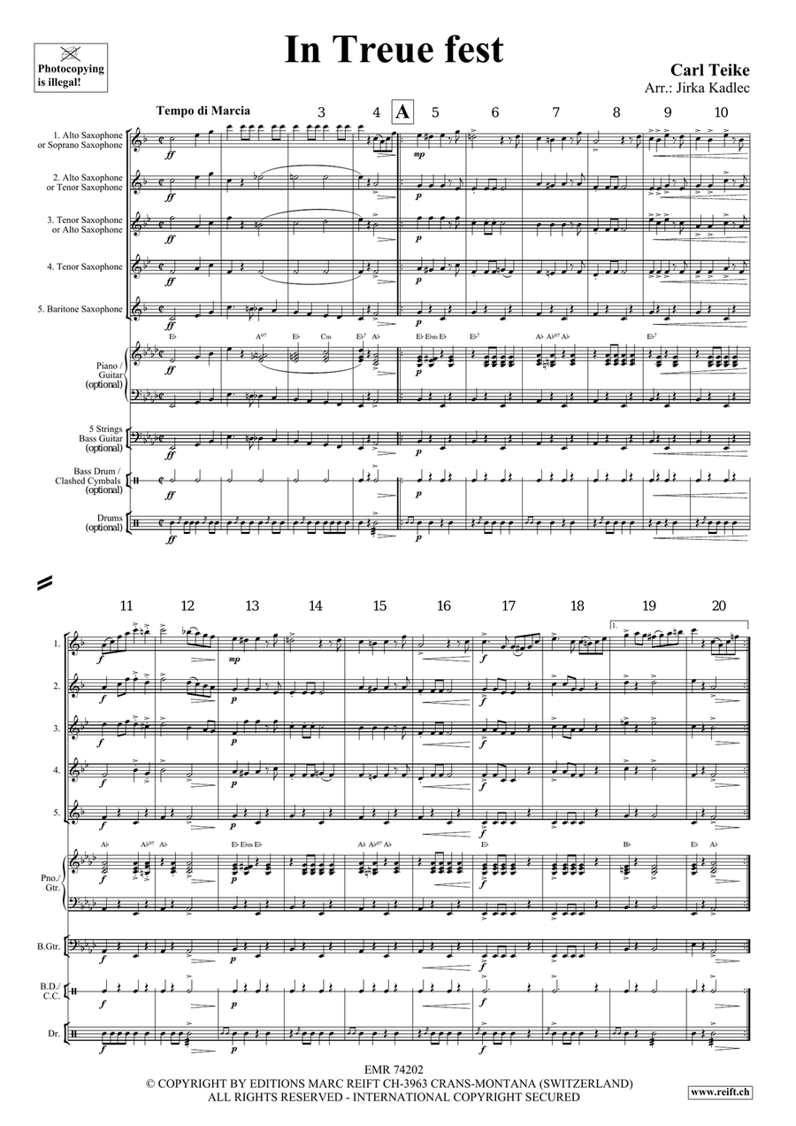 In Treue fest In Treue fest Saxophone Quintet scores gallery preview page 3