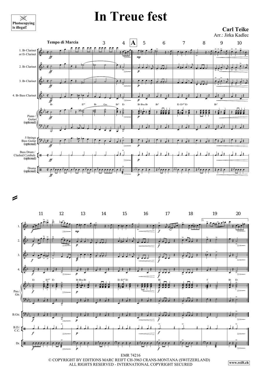 In Treue fest In Treue fest Clarinet Quartet scores gallery preview page 3