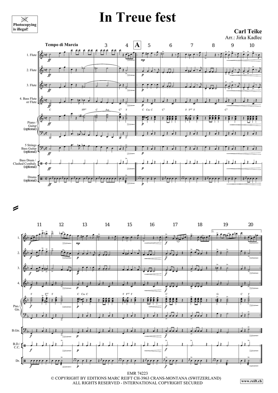 In Treue fest In Treue fest Flute Quartet scores gallery preview page 3