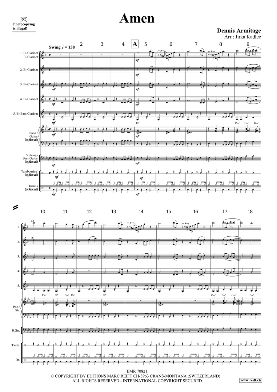 Amen Amen Clarinet Quintet scores gallery preview page 4
