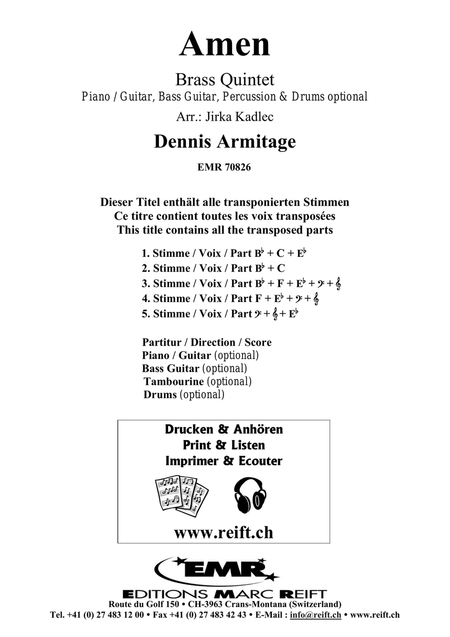 Amen Amen Brass Quintet scores gallery preview page 2