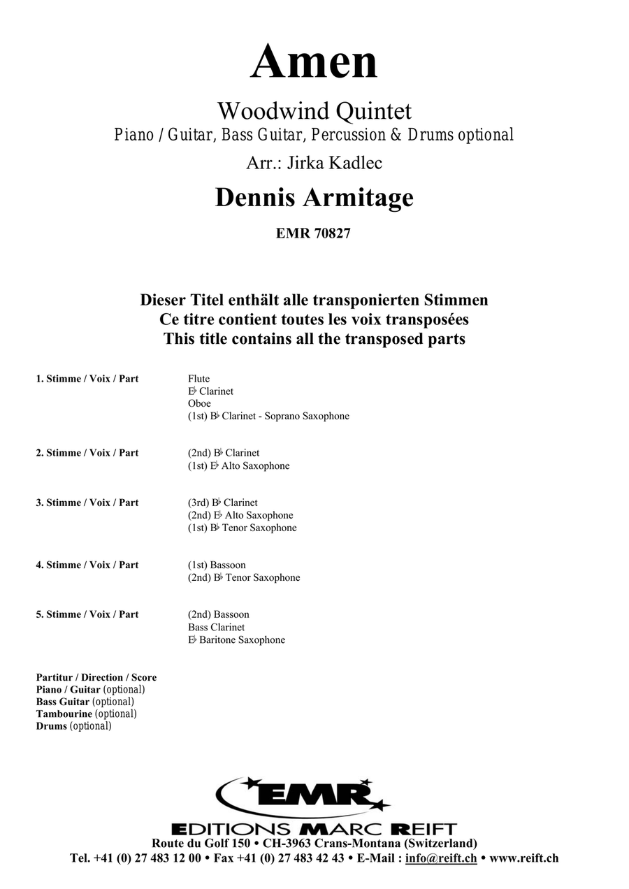 Amen Amen Woodwind Quintet scores gallery preview page 2