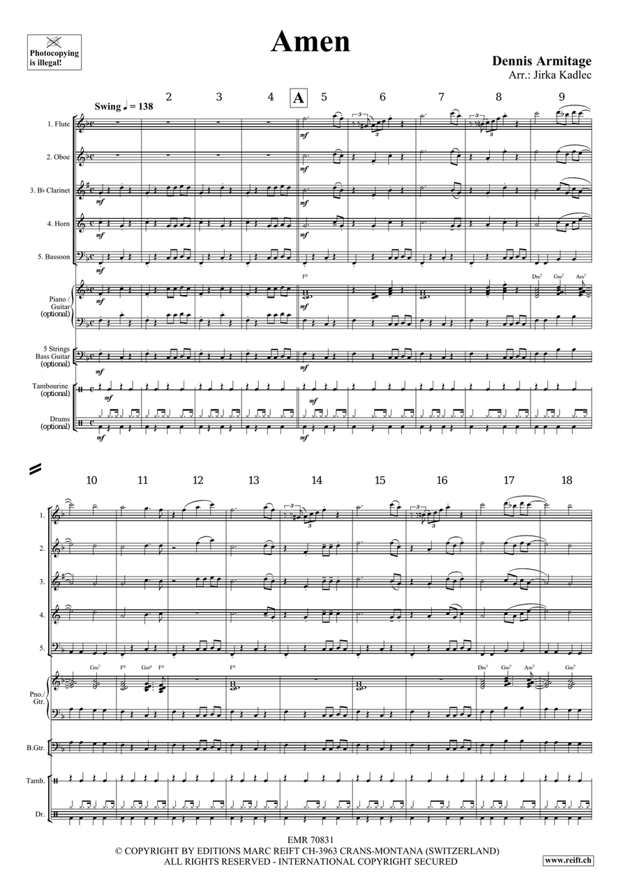 Amen Amen Woodwind Quintet scores gallery preview page 4