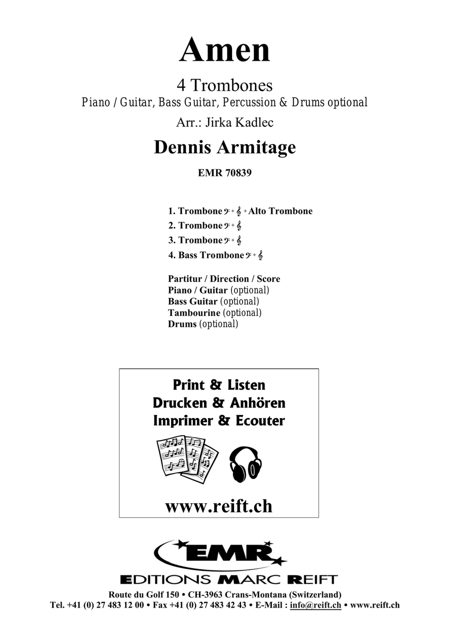 Amen Amen Trombone Quartet scores gallery preview page 2
