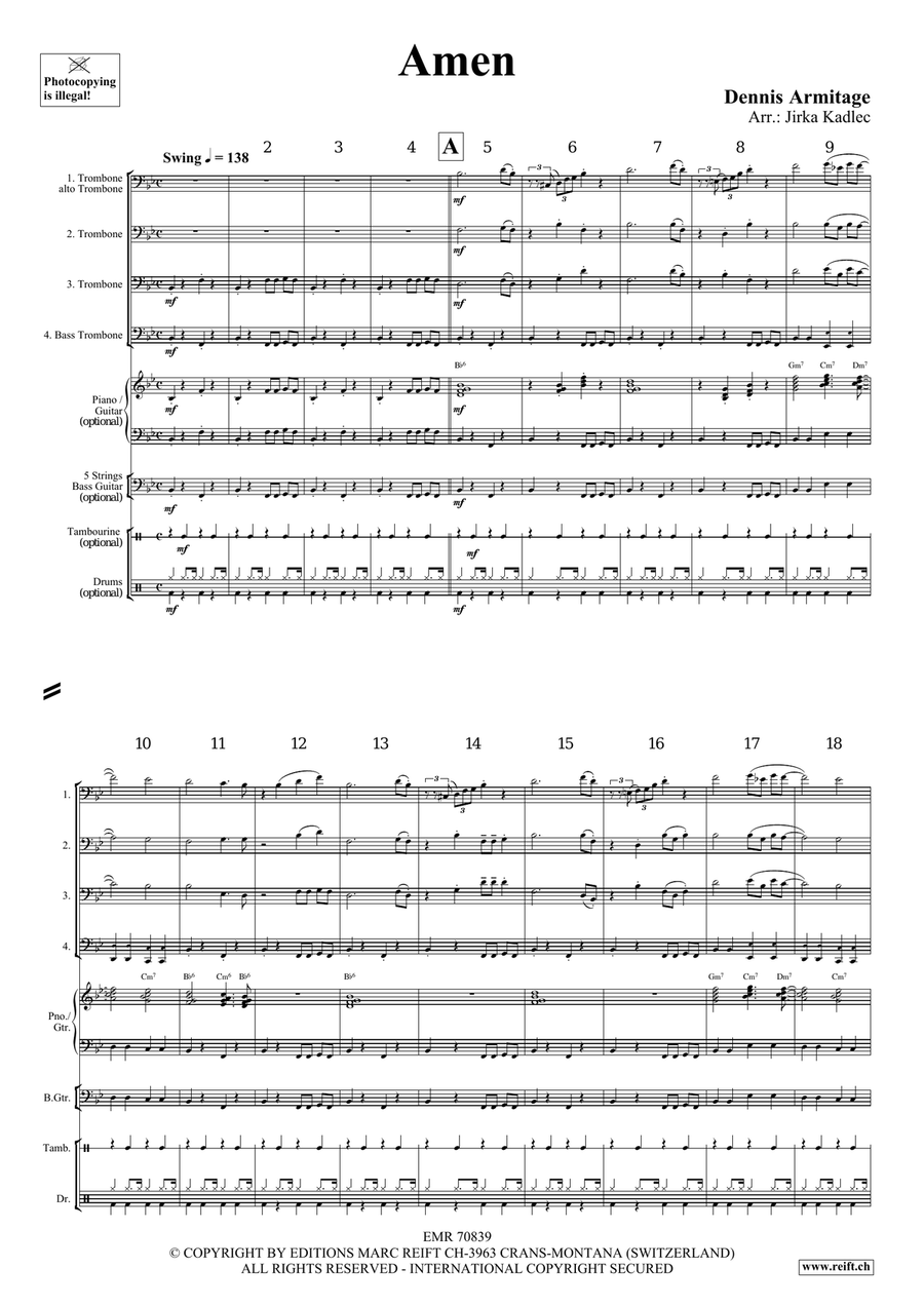 Amen Amen Trombone Quartet scores gallery preview page 4