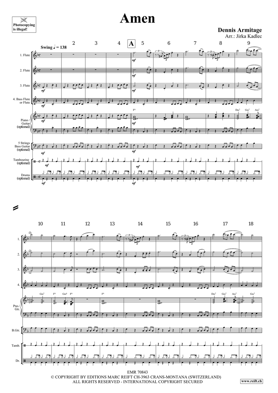 Amen Amen Flute Quartet scores gallery preview page 4