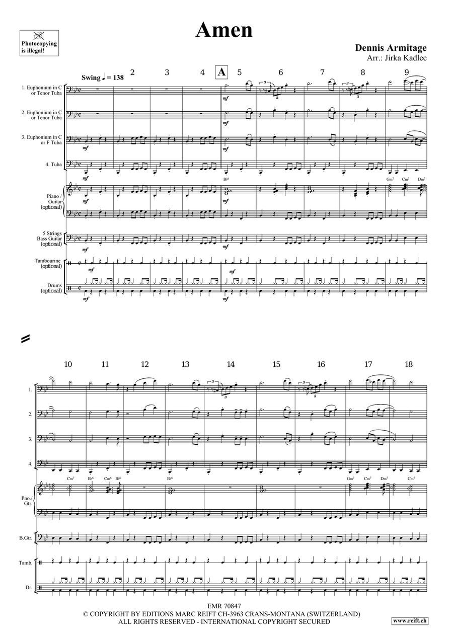 Amen Amen Tuba Quartet scores gallery preview page 4
