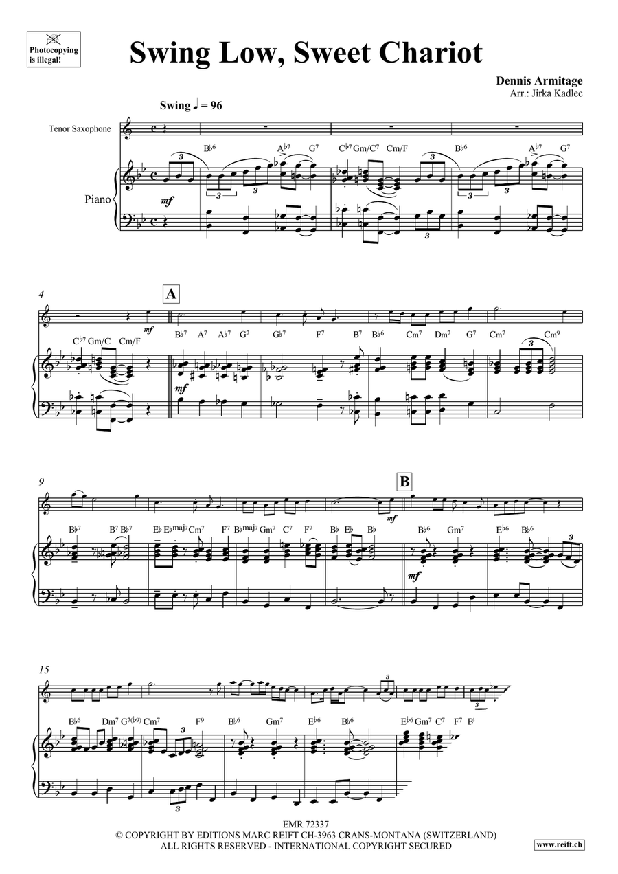 Swing Low, Sweet Chariot Swing Low, Sweet Chariot Tenor Saxophone scores gallery preview page 4