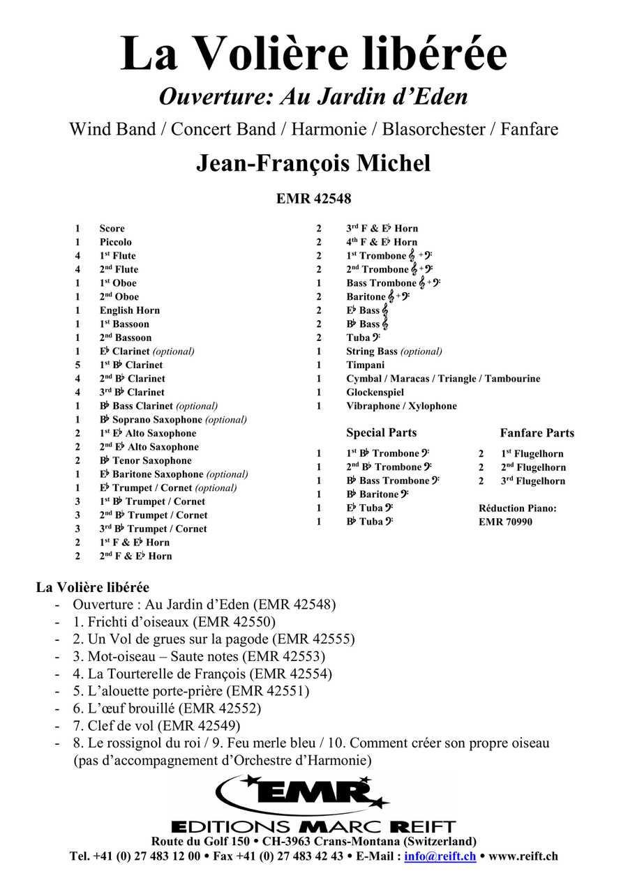 La Volière libérée Ouverture: Au Jardin d'Eden Concert Band scores gallery preview page 2
