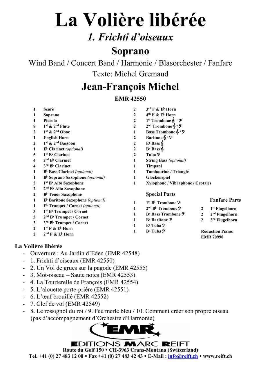 La Volière libérée 1. Fritchi d'oiseaux Concert Band scores gallery preview page 2