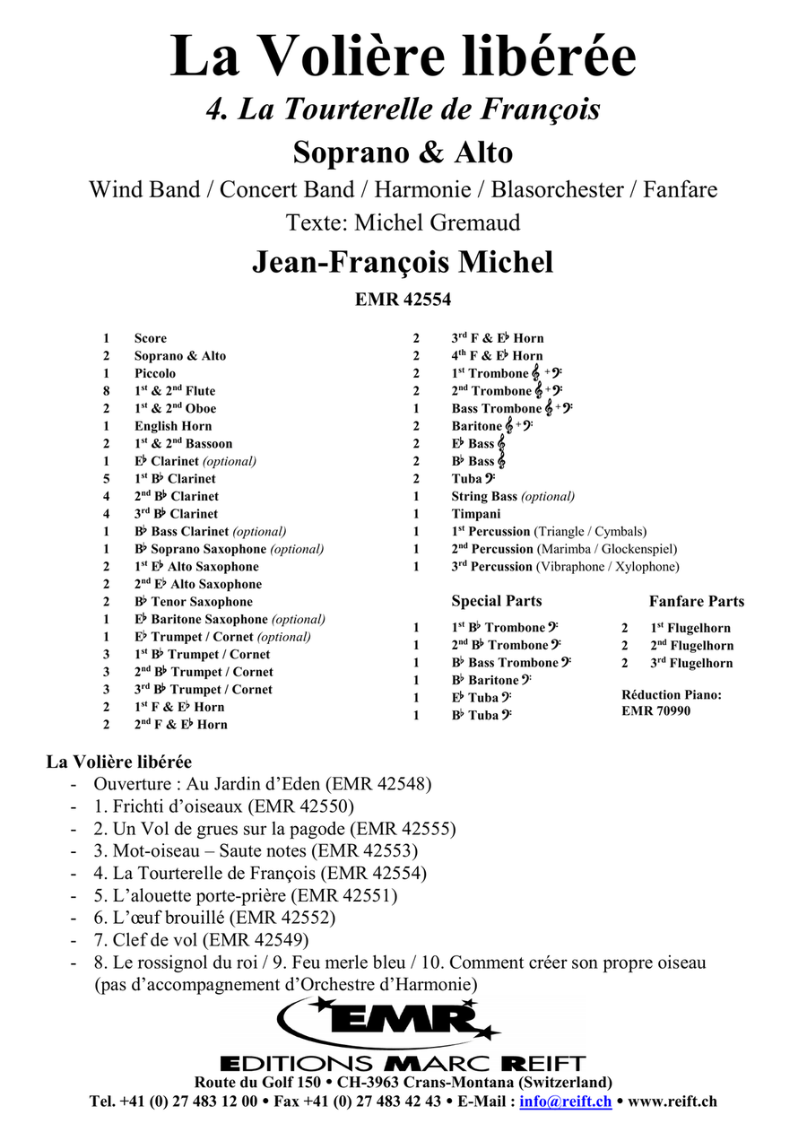 La Volière libérée 4. La Tourterelle de François Concert Band scores gallery preview page 2