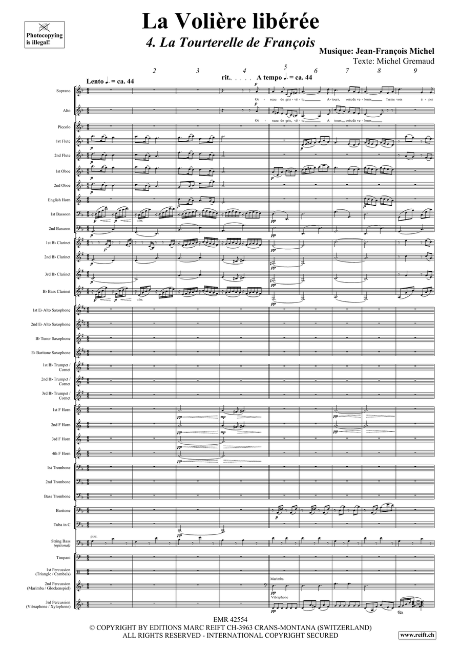 La Volière libérée 4. La Tourterelle de François Concert Band scores gallery preview page 4