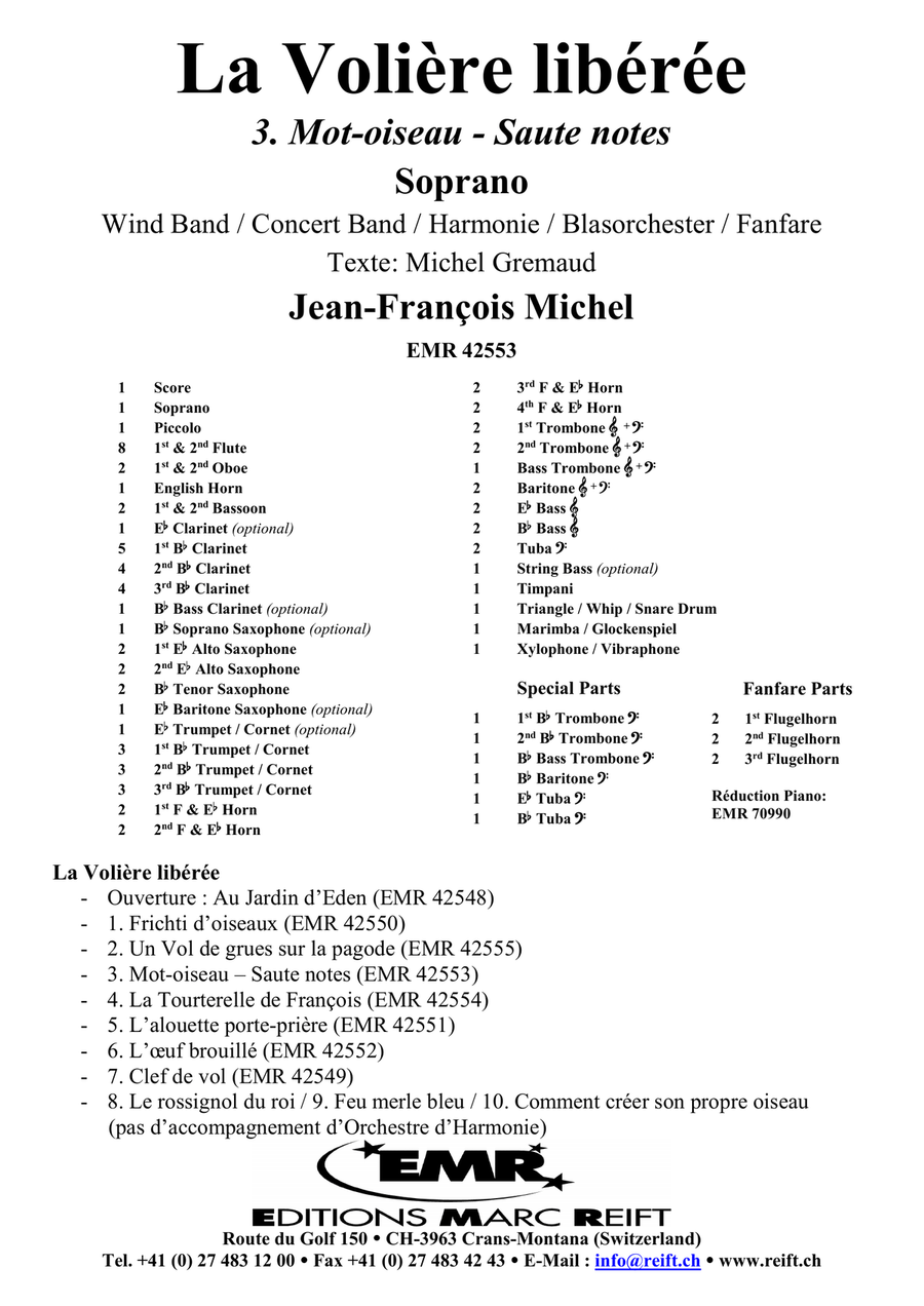 La Volière libérée 3. Mot-oiseau - Saute notes Concert Band scores gallery preview page 2