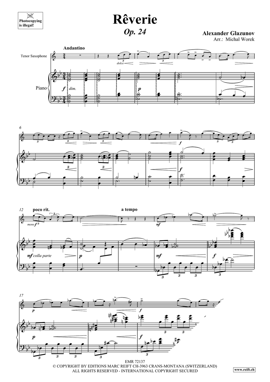 Rêverie Rêverie Tenor Saxophone scores gallery preview page 3