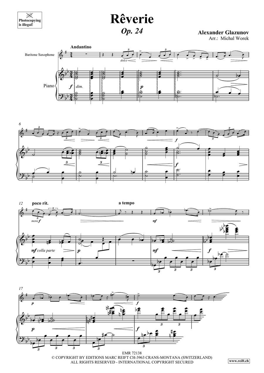 Rêverie Rêverie Baritone Saxophone scores gallery preview page 3