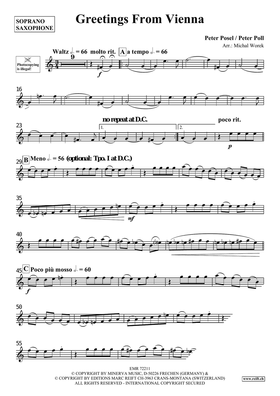 Greetings From Vienna Greetings From Vienna Soprano Saxophone scores gallery preview page 3