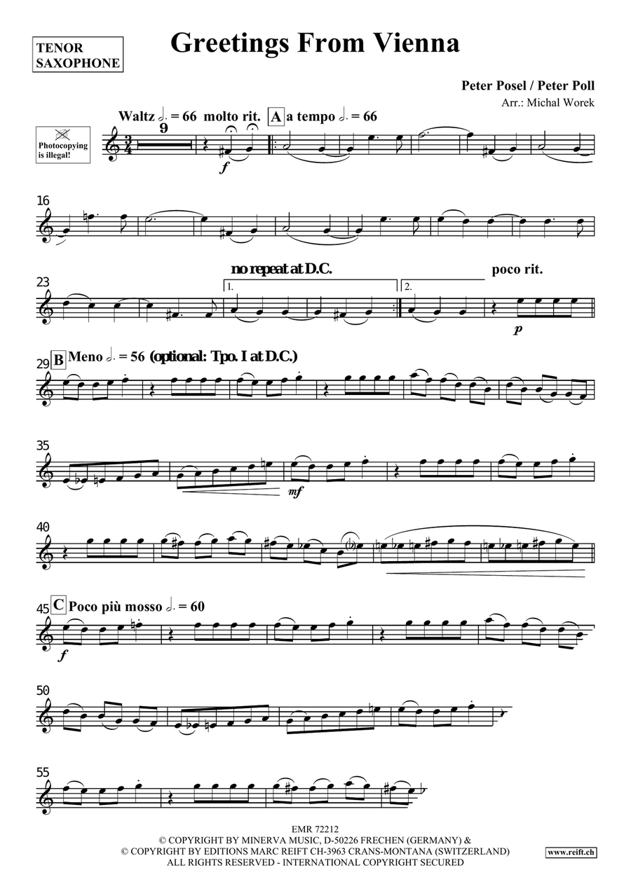 Greetings From Vienna Greetings From Vienna Tenor Saxophone scores gallery preview page 3