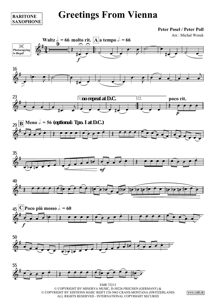 Greetings From Vienna Greetings From Vienna Baritone Saxophone scores gallery preview page 3