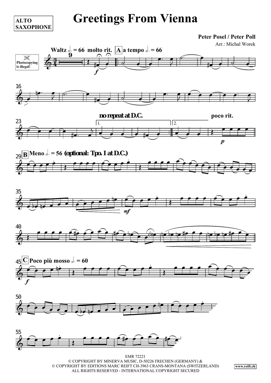 Greetings From Vienna Greetings From Vienna Alto Saxophone scores gallery preview page 3