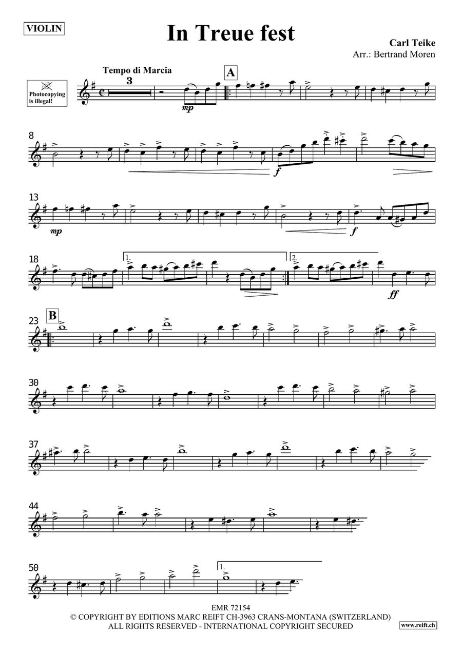 In Treue fest In Treue fest Violin Solo scores gallery preview page 3