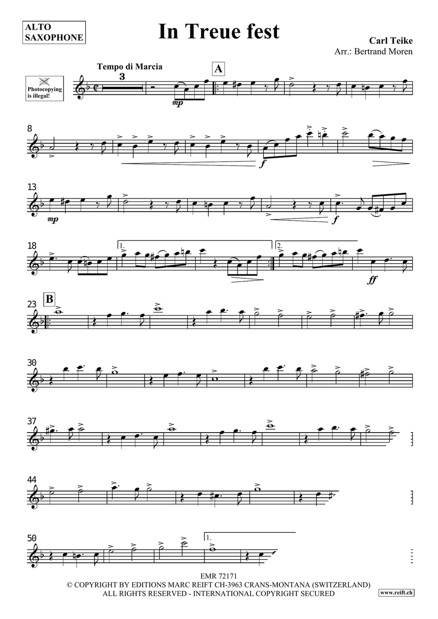 In Treue fest In Treue fest Alto Saxophone scores gallery preview page 3
