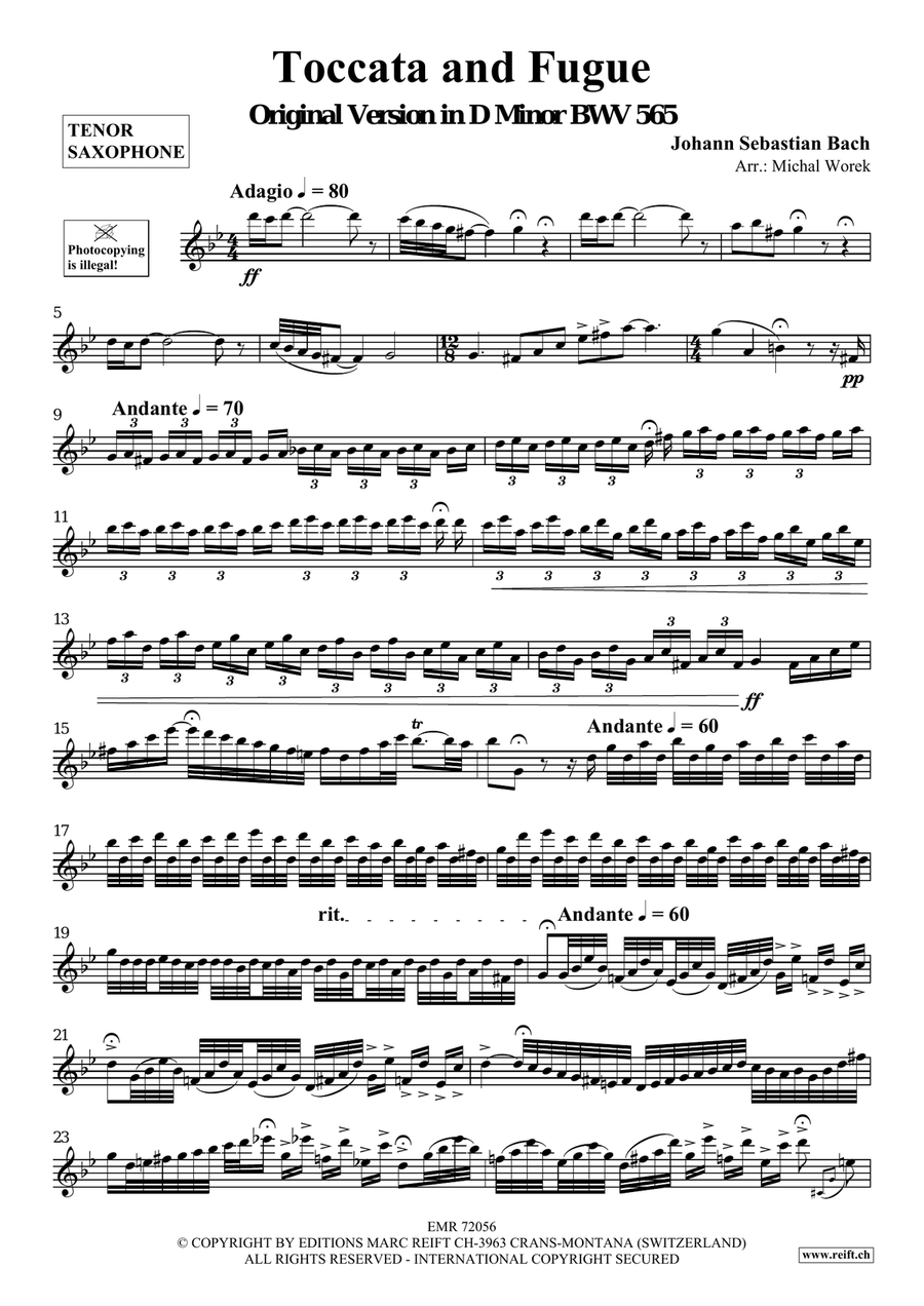 Toccata and Fugue Toccata and Fugue Tenor Saxophone scores gallery preview page 3