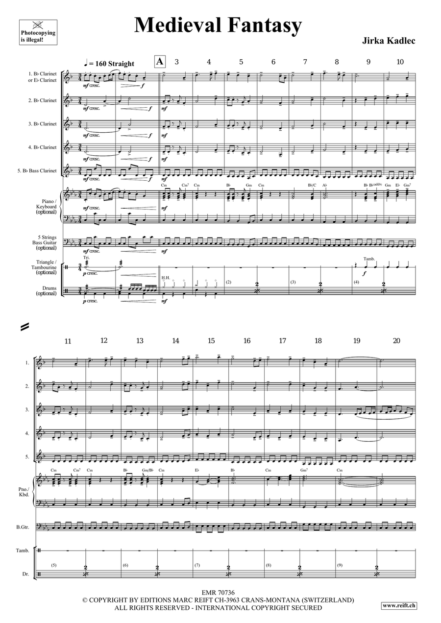 Medieval Fantasy Medieval Fantasy Clarinet Quintet scores gallery preview page 5