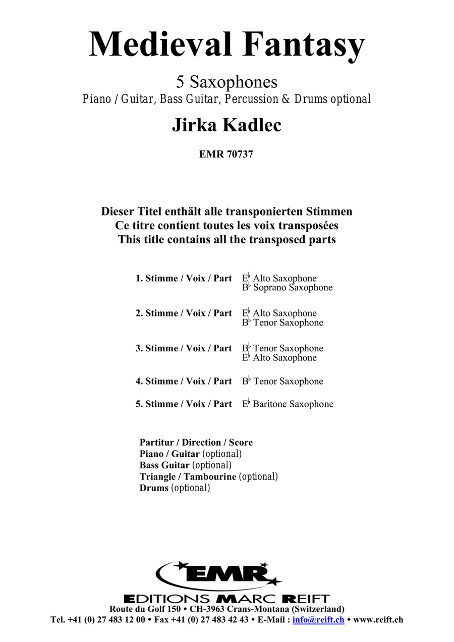 Medieval Fantasy Medieval Fantasy Saxophone Quintet scores gallery preview page 2