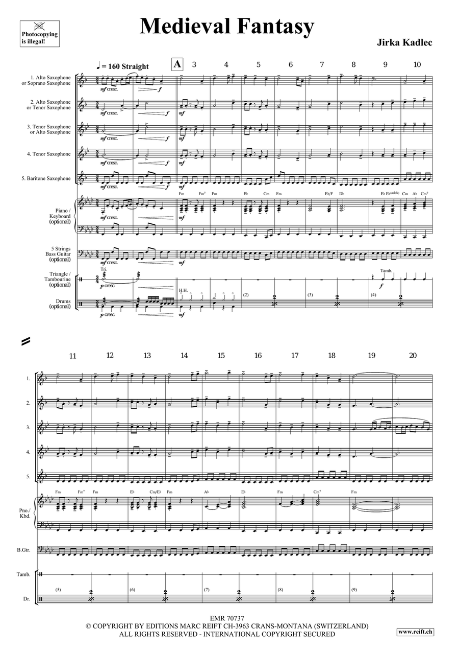Medieval Fantasy Medieval Fantasy Saxophone Quintet scores gallery preview page 5