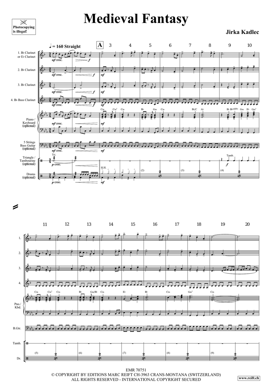 Medieval Fantasy Medieval Fantasy Clarinet Quartet scores gallery preview page 5