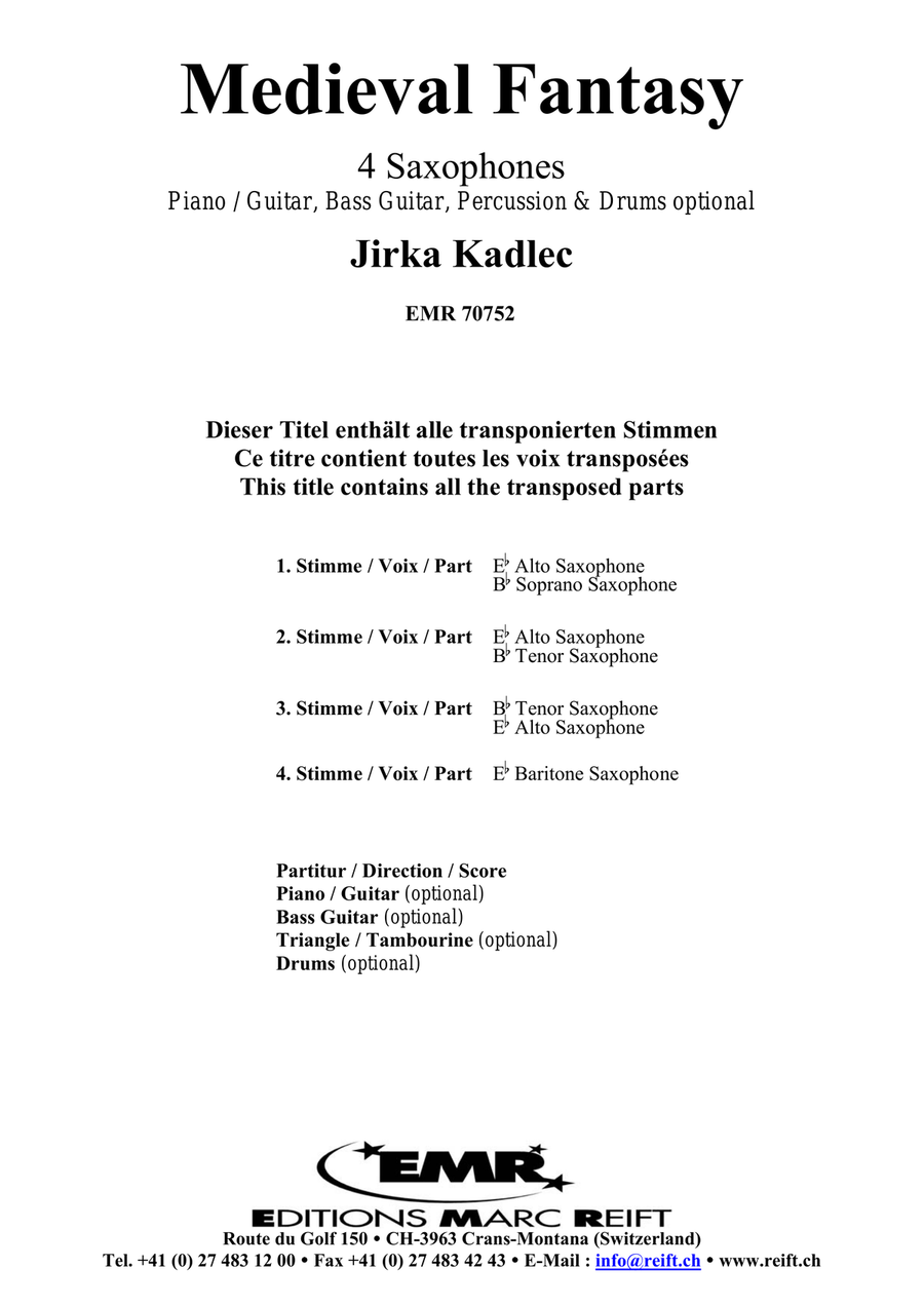 Medieval Fantasy Medieval Fantasy Saxophone Quartet scores gallery preview page 2