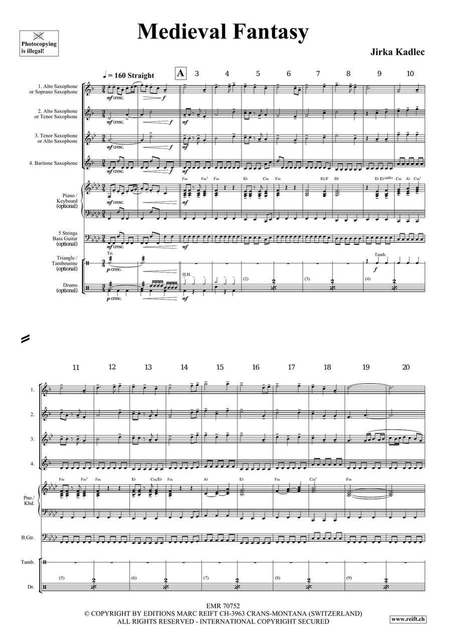 Medieval Fantasy Medieval Fantasy Saxophone Quartet scores gallery preview page 5