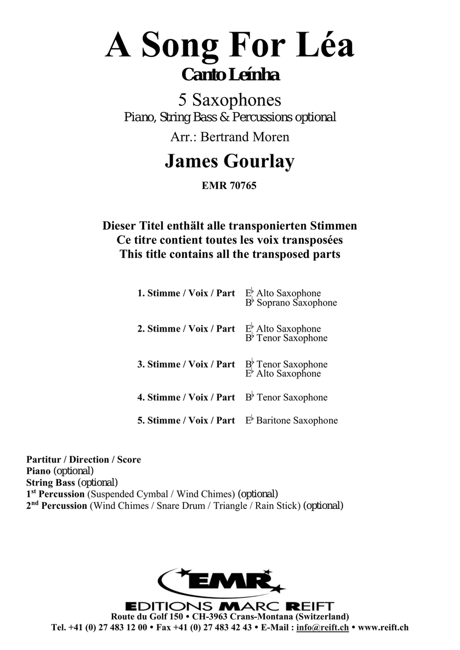 A Song For Léa A Song For Léa Saxophone Quintet scores gallery preview page 2