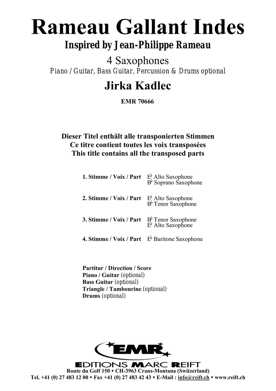 Rameau Gallant Indes Rameau Gallant Indes Saxophone Quartet scores gallery preview page 2