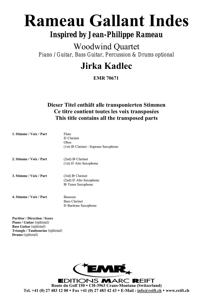 Rameau Gallant Indes Rameau Gallant Indes Woodwind Quartet scores gallery preview page 2