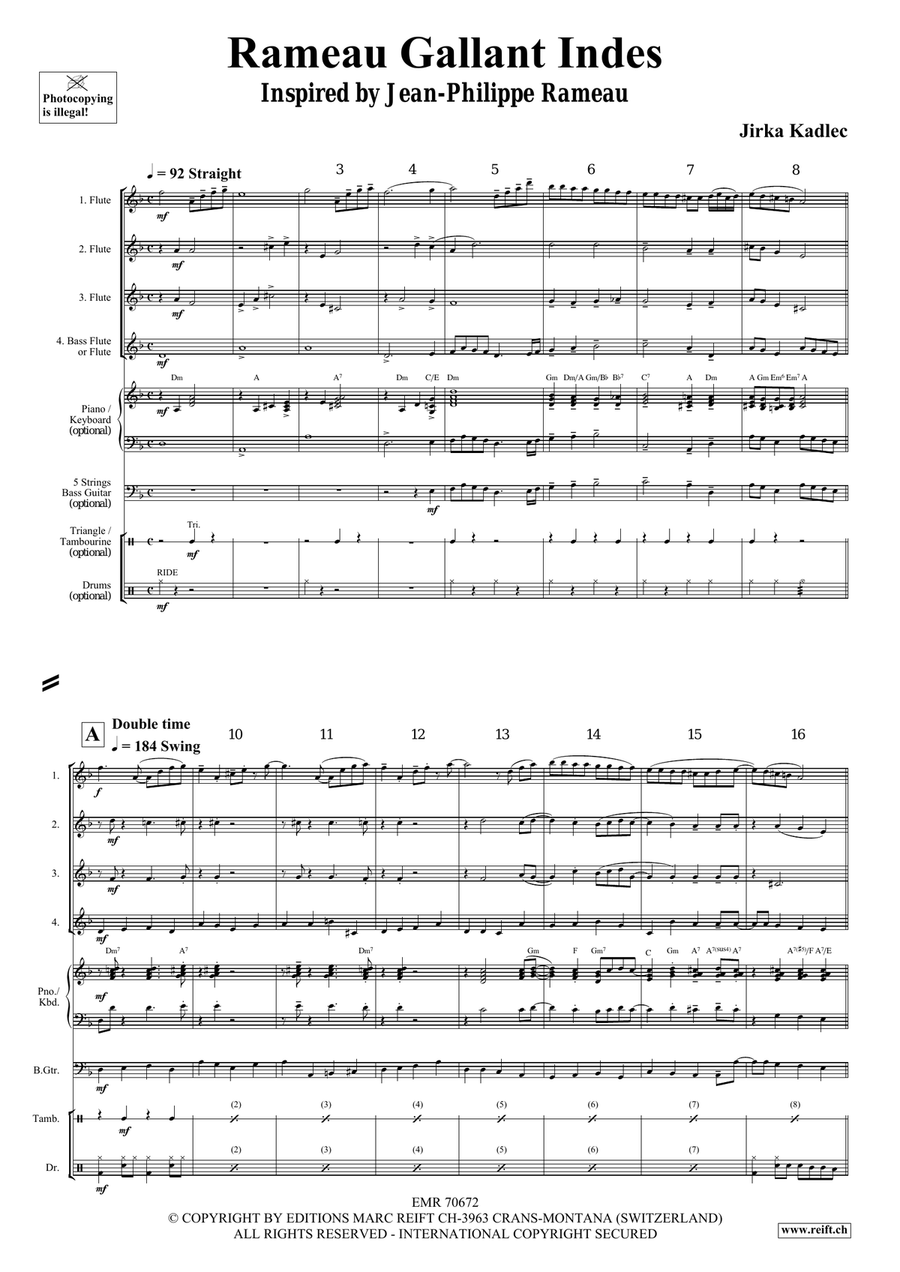 Rameau Gallant Indes Rameau Gallant Indes Flute Quartet scores gallery preview page 4