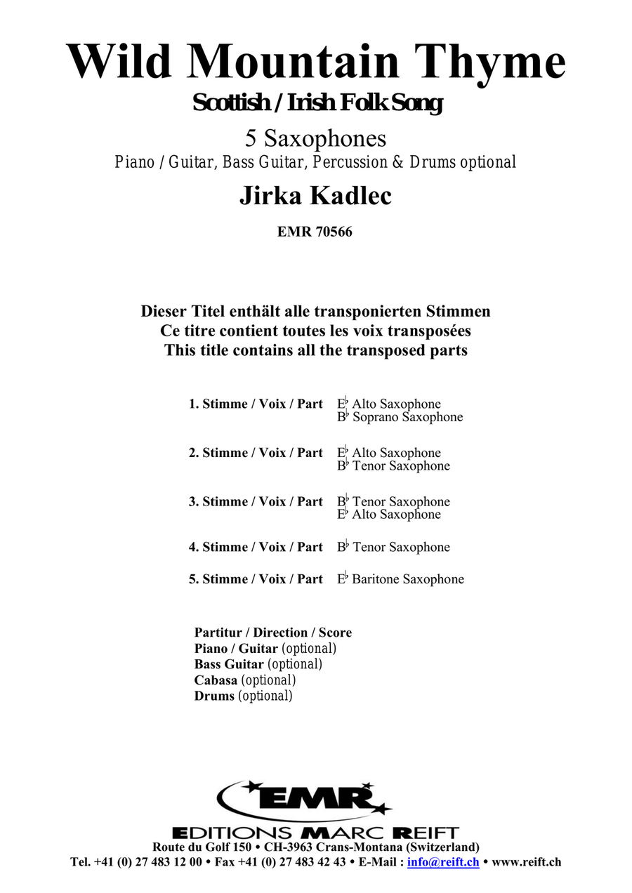 Wild Mountain Thyme Wild Mountain Thyme Saxophone Quintet scores gallery preview page 2