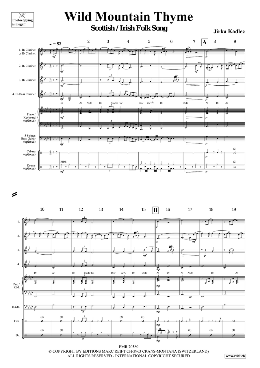 Wild Mountain Thyme Wild Mountain Thyme Clarinet Quartet scores gallery preview page 4