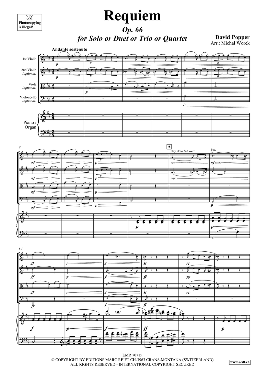 Requiem by David Popper String Orchestra - Sheet Music page 3