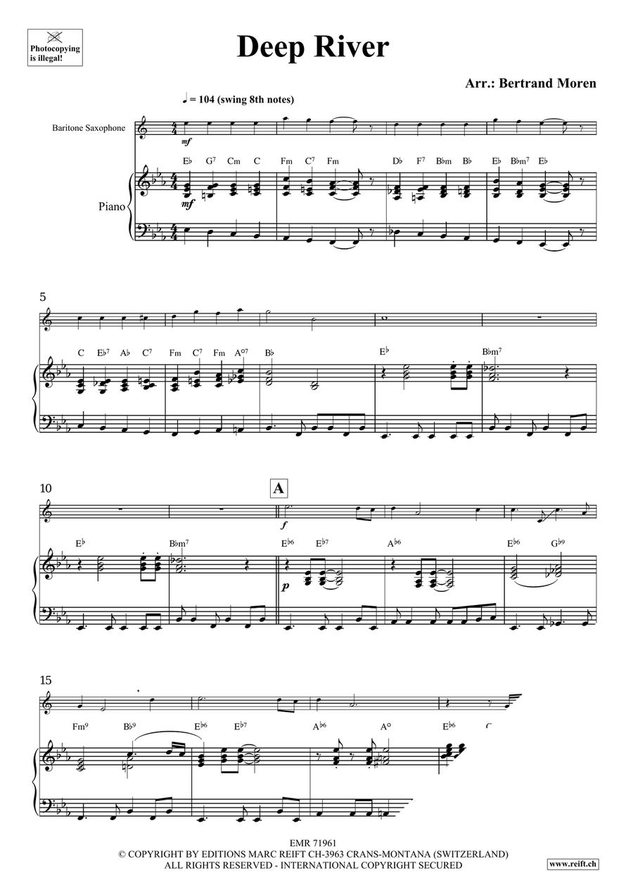 Deep River Deep River Baritone Saxophone scores gallery preview page 3