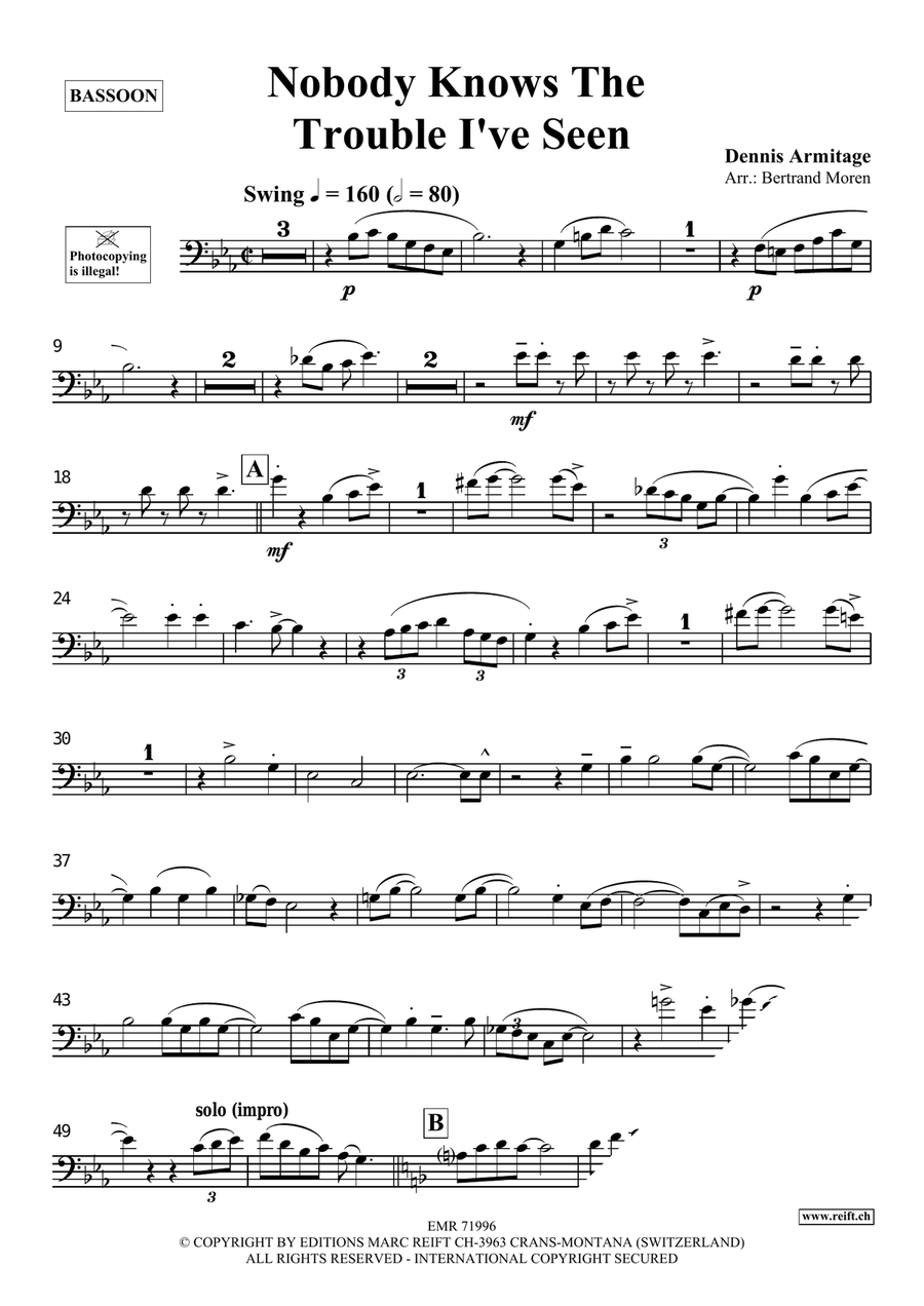 Nobody Knows The Trouble I've Seen Bassoon Solo scores gallery preview page 4