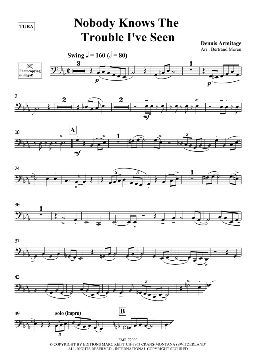Nobody Knows The Trouble I've Seen Tuba scores gallery preview page 4