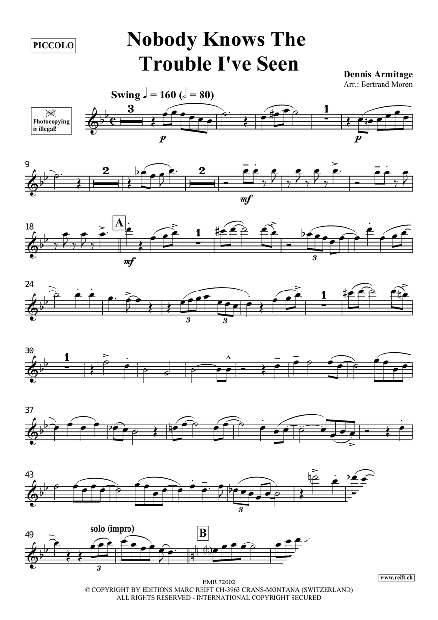 Nobody Knows The Trouble I've Seen Piccolo scores gallery preview page 4
