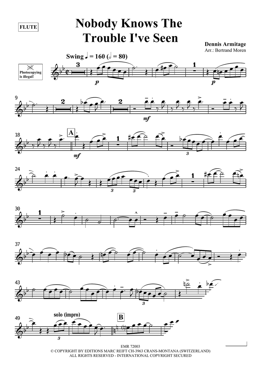 Nobody Knows The Trouble I've Seen Flute Solo scores gallery preview page 4