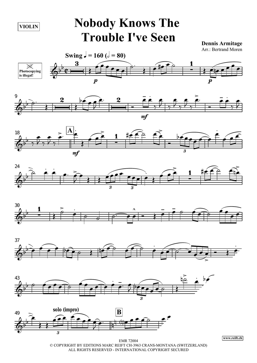 Nobody Knows The Trouble I've Seen Violin Solo scores gallery preview page 4