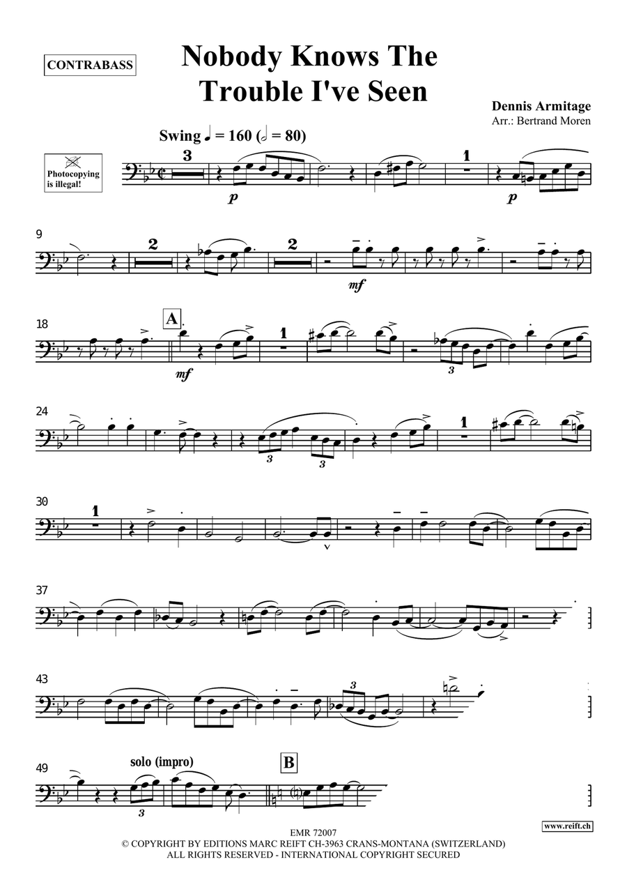 Nobody Knows The Trouble I've Seen Double Bass scores gallery preview page 4