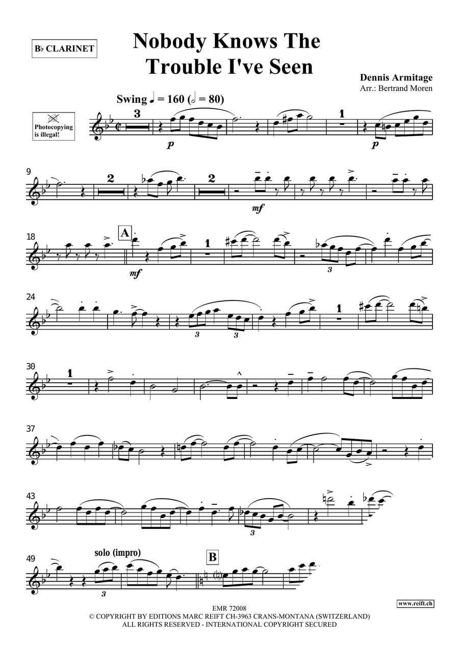 Nobody Knows The Trouble I've Seen Clarinet Solo scores gallery preview page 4