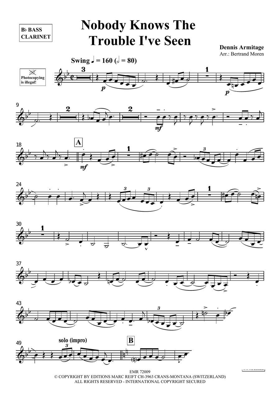 Nobody Knows The Trouble I've Seen Bass Clarinet scores gallery preview page 4